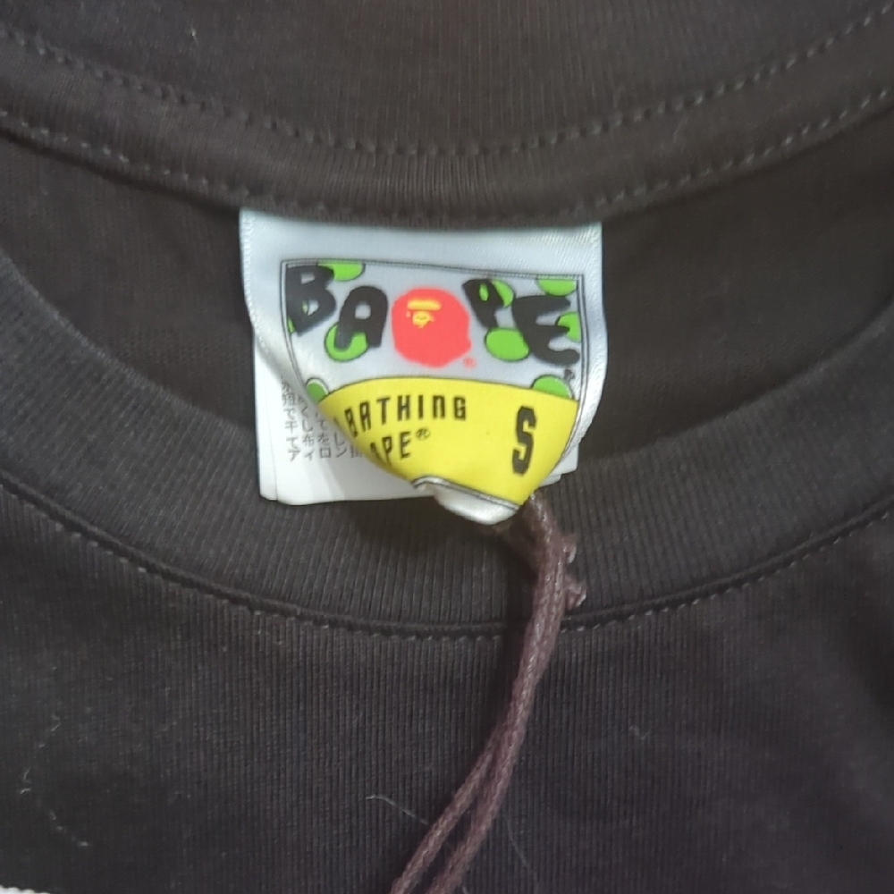Bape Black Short Sleeve Tee with Purple & Green Camo Ape Logo - Picture 2 of 4